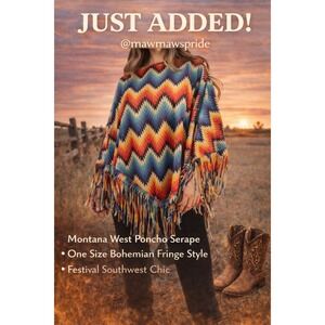 Montana West NWT Poncho Serape one size Fringe Bohemian Festival Serape  240